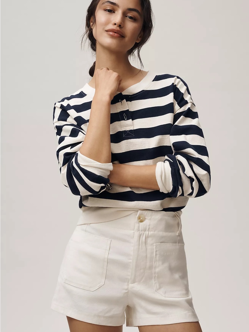 Anthropologie Maeve Collette Linen Stretch High-Rise Shorts